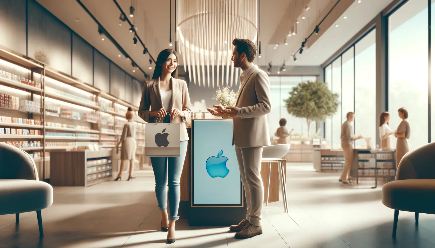 Clientes disfrutando de la experiencia en una Apple Store